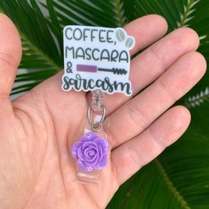 Coffee Mascara Sarcasm Retractable Badge Holder
